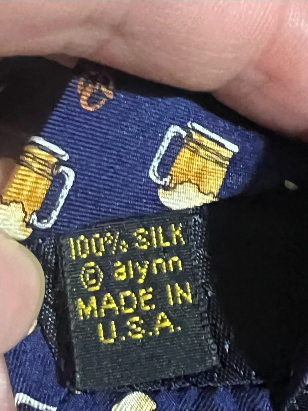 Navy Men’s Tie with Beer Mug Pattern